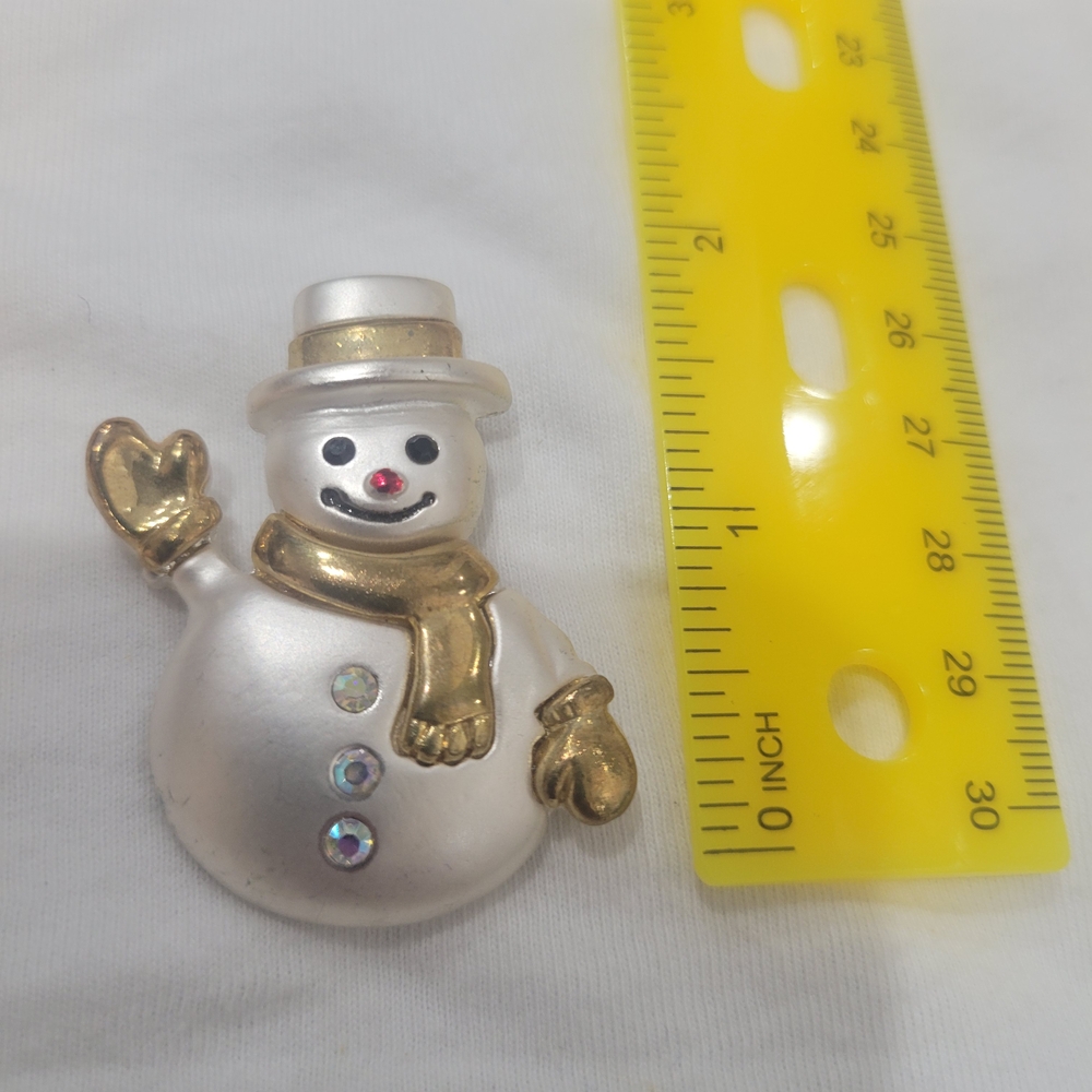 Premier Designs Snowman Brooch - Gold and Silver